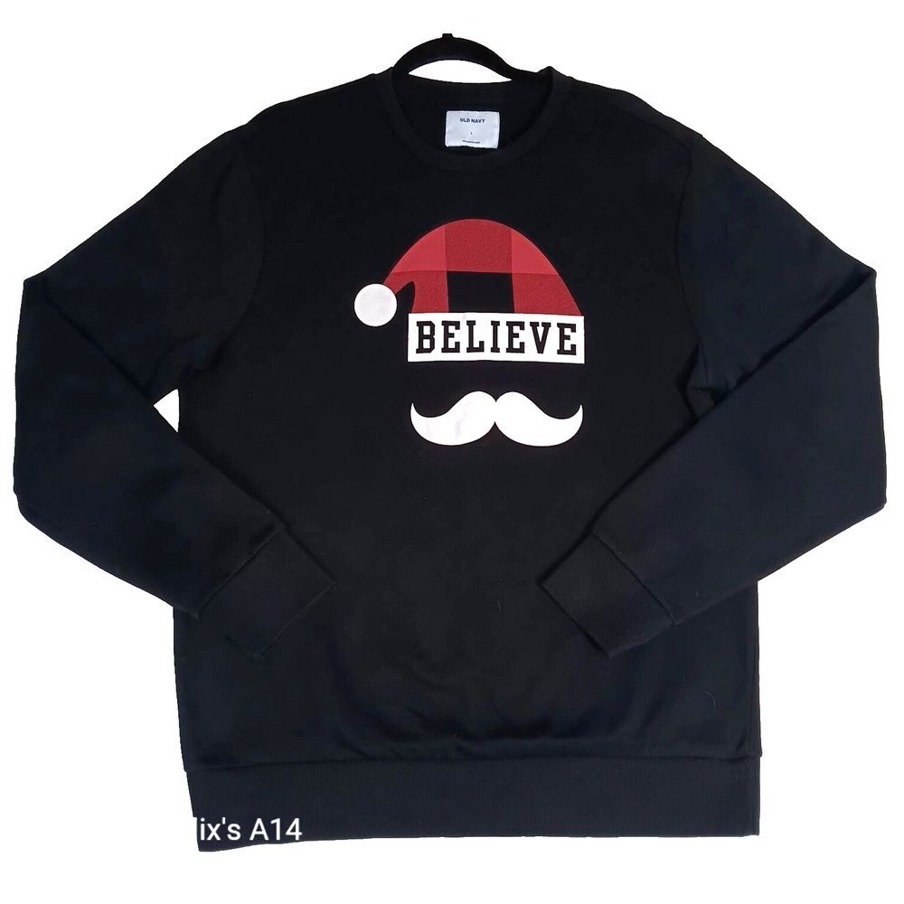 Old Navy Happy‎ Holidays Sweatshirt Men's XLarge Long Sleeve Red Crew Neck